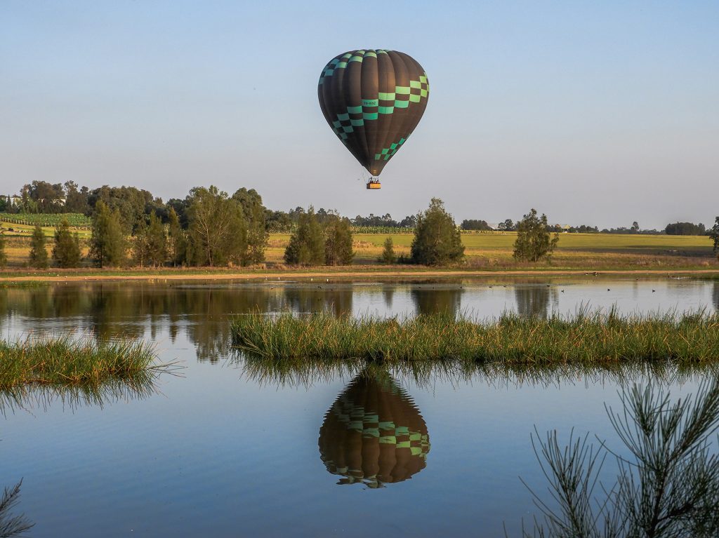 hunter valley ballooning over the the vineyards